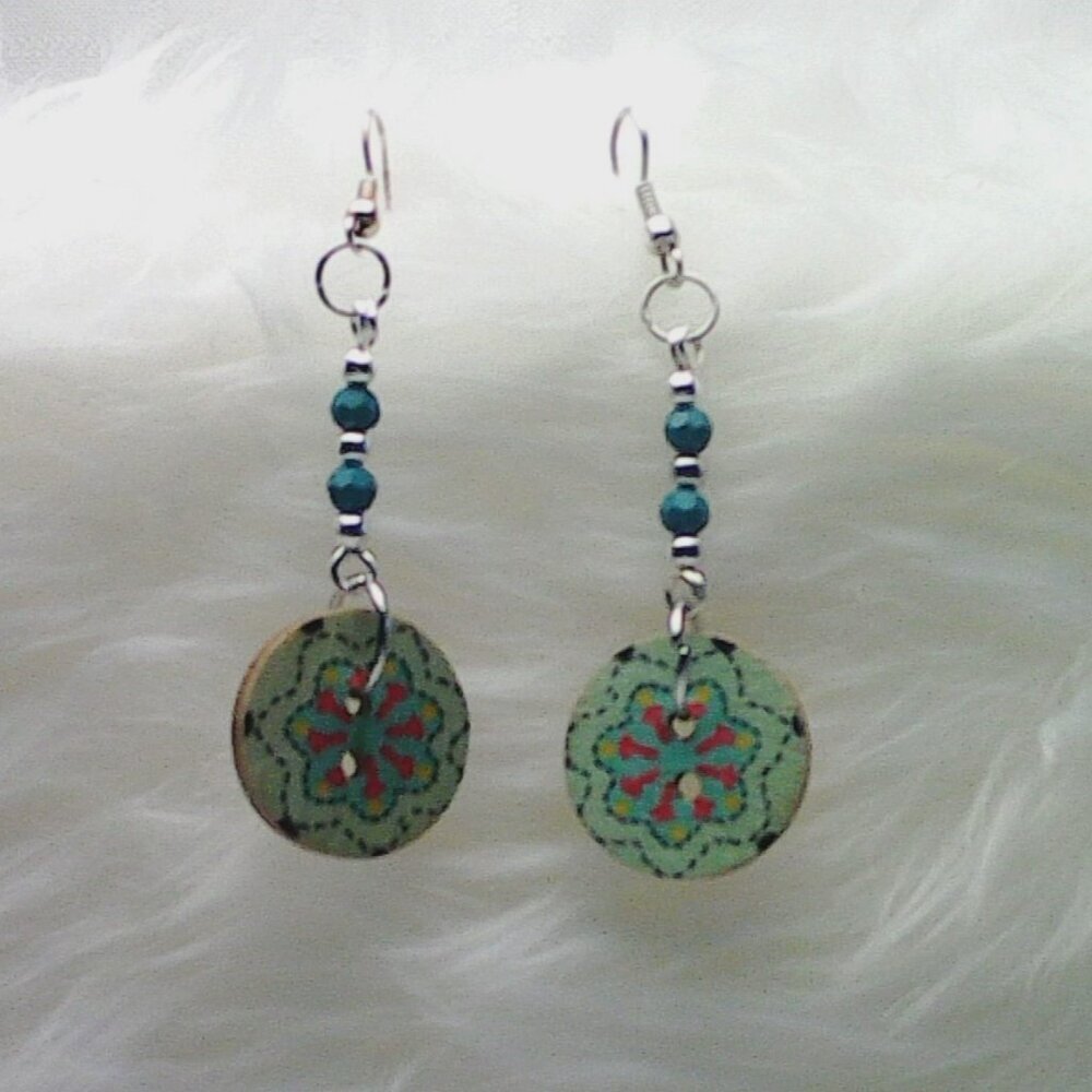 No. 1246 Pretty handmade earrings with three-quarter-inch diameter buttons